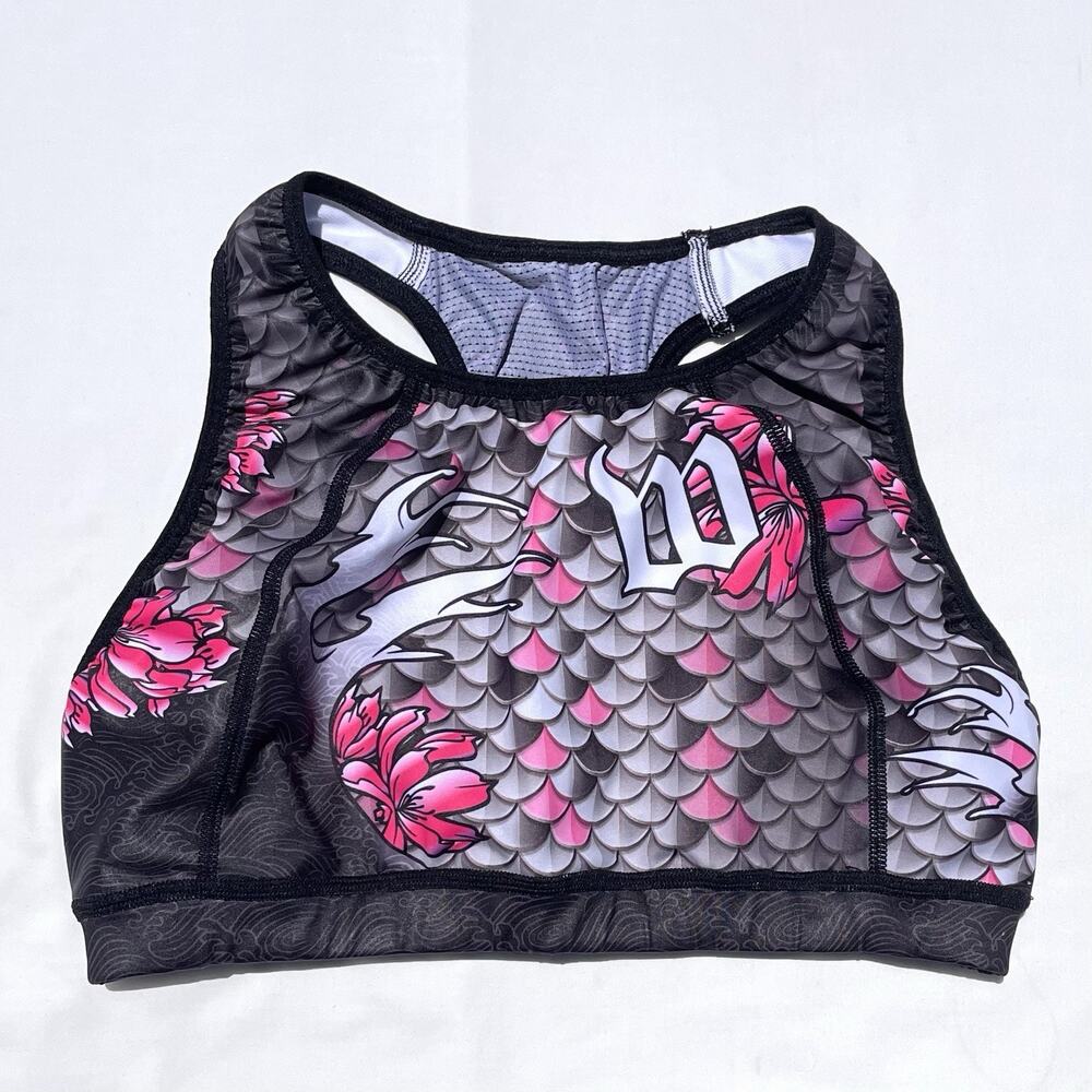 Wattie Ink Tri Cycling Sports Bra Womens XL Pink Fish Scale